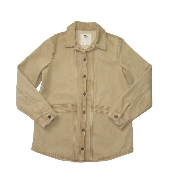 NWT Sezane Will in Latte Oversized Button Down Denim Chore Jacket XS - Picture 6 of 10